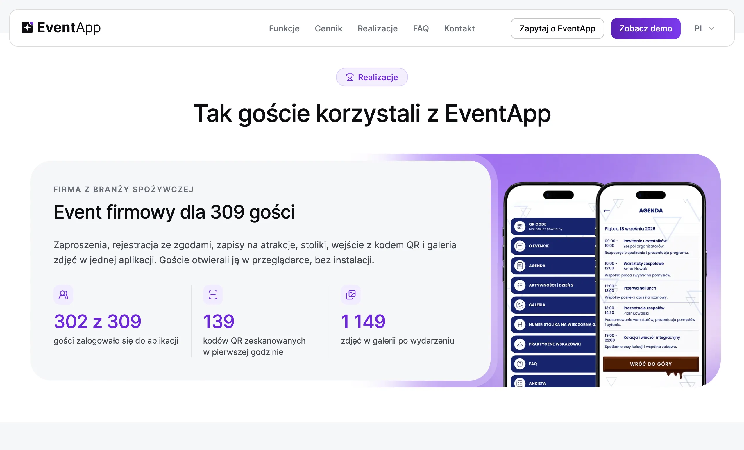 Przykład wykorzystania EventApp podczas wydarzenia firmowego