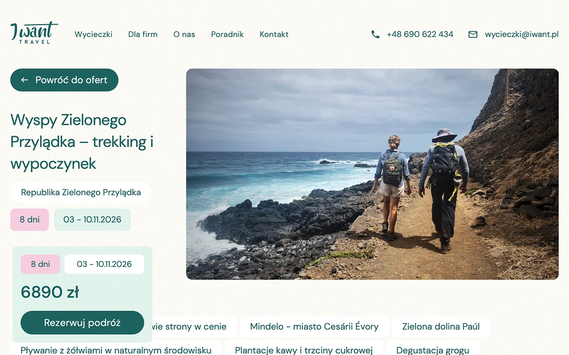 Sekcja oferty Iwant Travel